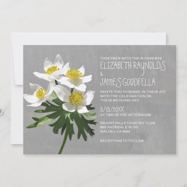 Invitations à un mariage d'anémones (Devant)