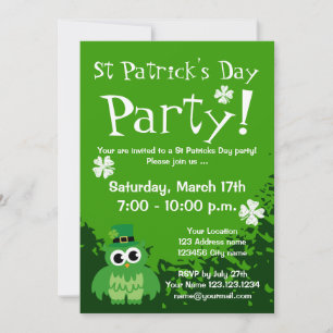 invitations à une soirée Jour de la Saint Patrick 