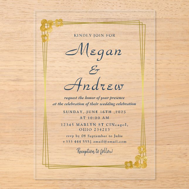 Invitations acryliques mariages (Recto)