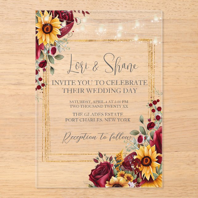 Invitations acryliques rose et Mariage Aster (Recto)