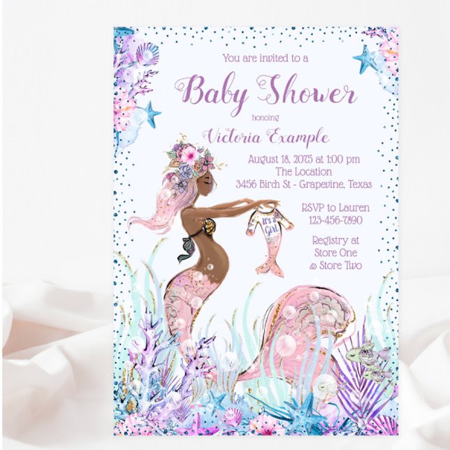 Invitations Africaines Américaines De Sirène Bébé  (Créateur téléchargé)