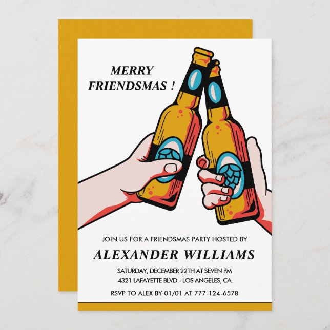 Invitations Ami Merry Friendsmas Beer (Devant / Derrière)