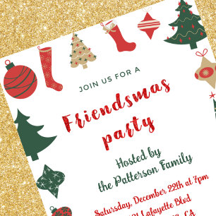 Invitations Amies Petites chaussettes de Noël arbr