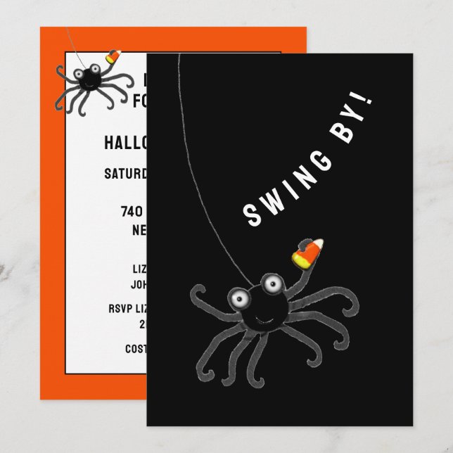 Invitations amusantes de la fête d'Halloween (Devant / Derrière)