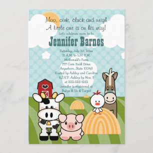 Invitations animales de baby shower de basse-cour