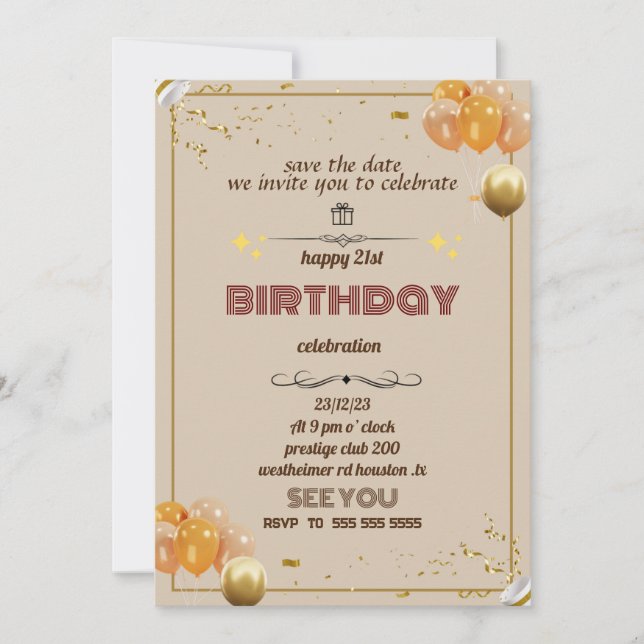 invitations anniversaire 21e (Devant)