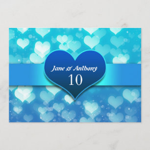 invitations anniversaire de mariage cœur bleu