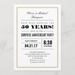 Invitations Anniversaire Surprise - Gold Frame
