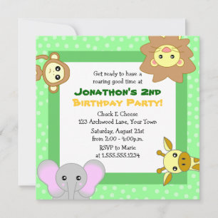 Invitations Anniversaires de enfants de Cute Jungl