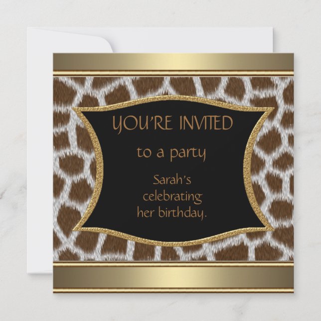 Invitations Annonces Giraffe Gold (Devant)