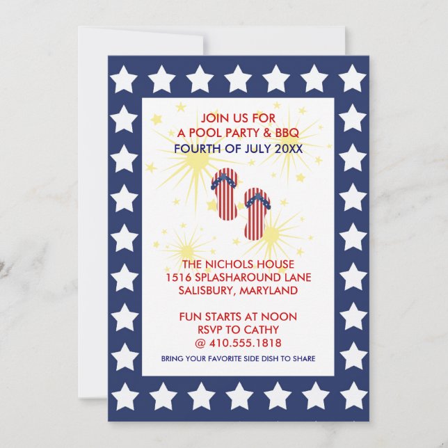 Invitations annuelles 4 juillet parties (Devant)