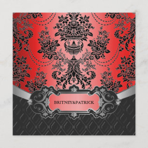Invitations Apple Red & Black Mariage damassé