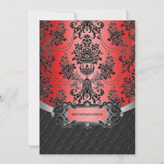 Invitations Apple Red & Black Mariage damassé