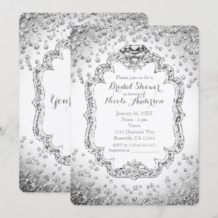 Invitations argentées blanches de Bling de diamant