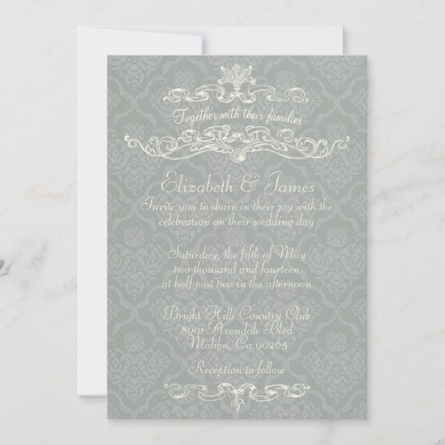 Invitations argentées de luxe simples de mariage (Devant)