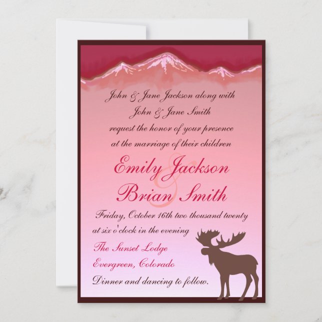 Invitations artistiques de mariage d'orignaux (Devant)