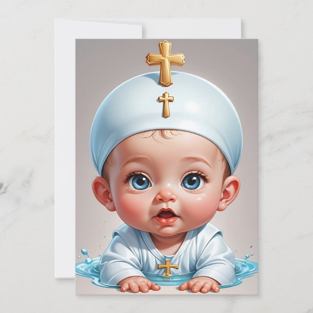 invitations au baptême minimaliste moderne (Devant)