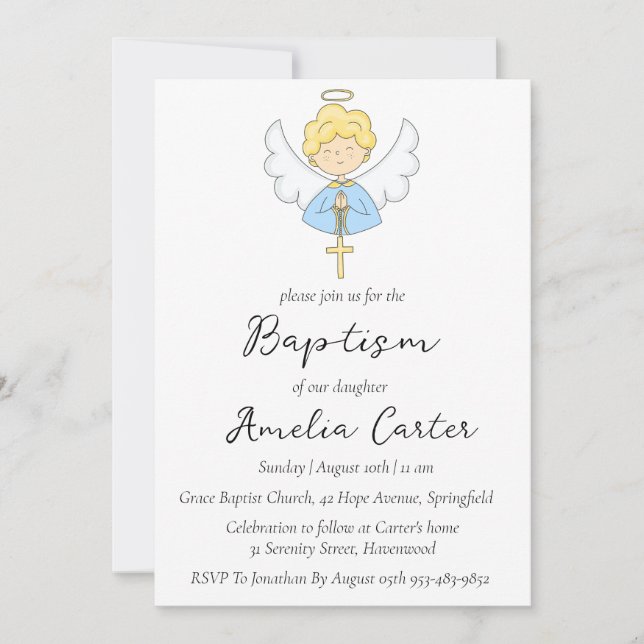 invitations au baptême minimaliste moderne (Devant)