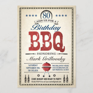 Invitations au barbecue 80e anniversaire