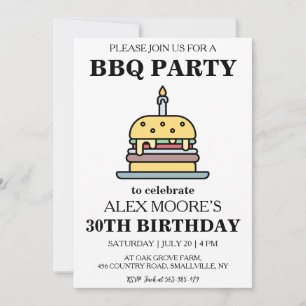 invitations au barbecue à 30e anniversaire