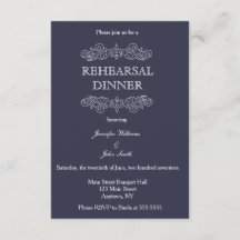 Invitations au dîner de répétition bleu et blanc d