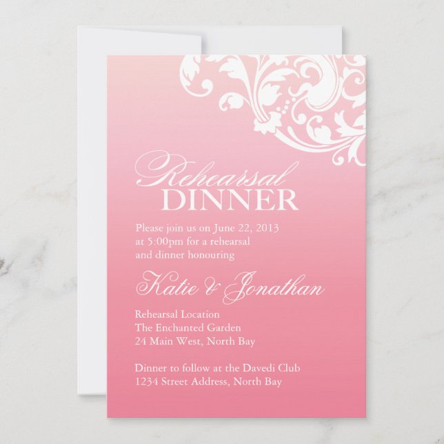 Invitations au dîner de répétition de l'Ombre rose (Devant)