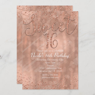 Invitations au glamour doré rose de 16 parties suc