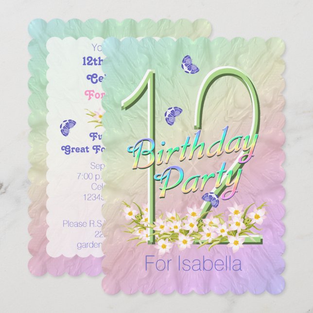 Invitations au Jardin des Fleurs du 12e anniversai (Devant / Derrière)