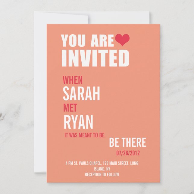 Invitations au mariage à coeur mou et à coeur mou (Devant)