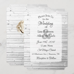Invitations au mariage blanc en bois
