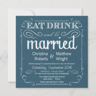 Invitations au mariage bleu de Denim Burlap en Rus