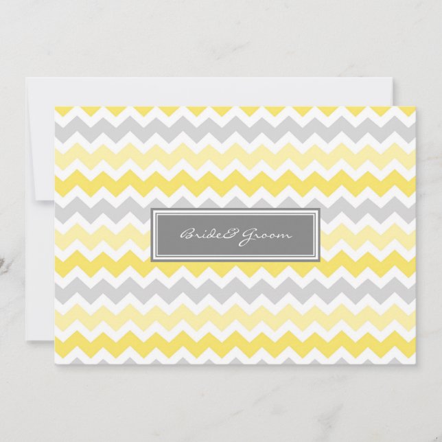 Invitations au mariage Chevron jaune gris (Devant)
