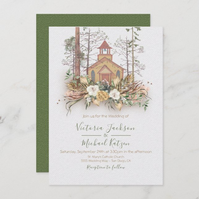 Invitations au mariage dans la forêt de Woodland C (Devant / Derrière)