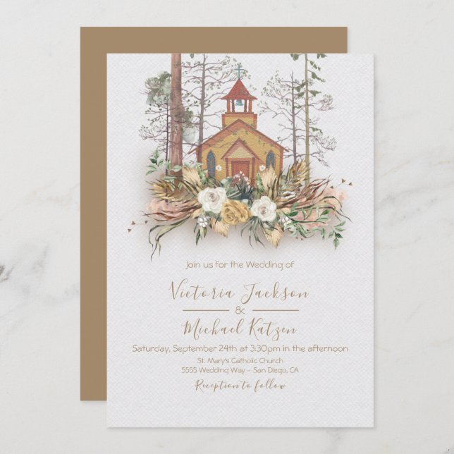 Invitations au mariage dans la forêt de Woodland C (Devant / Derrière)