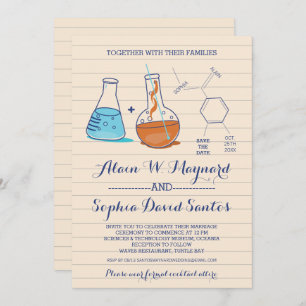 Invitations au mariage de chimie bleue et orange