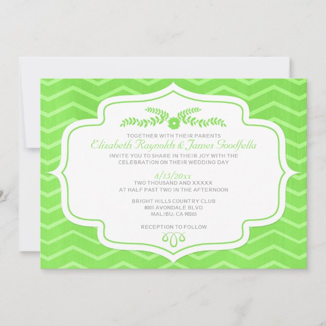 Invitations au mariage de Lime Green Chevron (Devant)