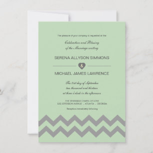 Invitations au mariage de Mint Green et Grey Chevr