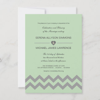 Invitations au mariage de Mint Green et Grey Chevr