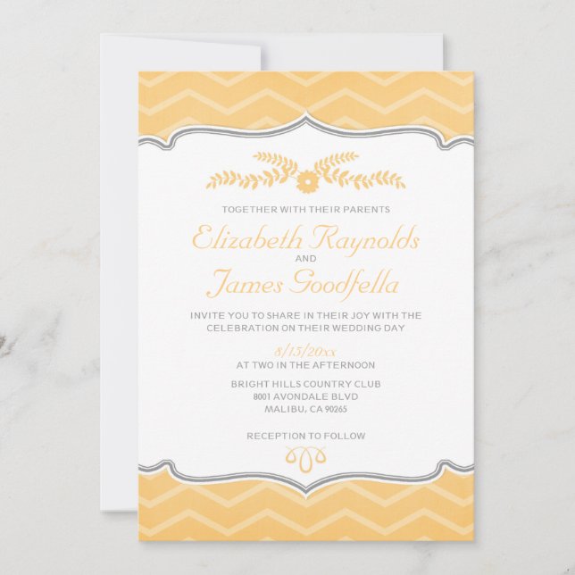 Invitations au mariage de Peach Zigzag (Devant)
