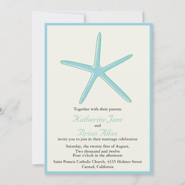 Invitations au mariage de Starfish Aquamarine (Devant)