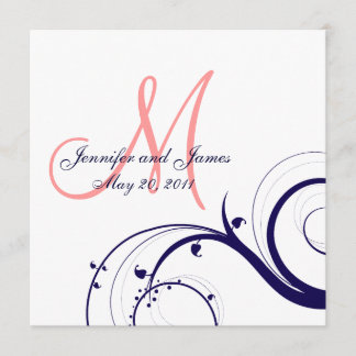 Invitations au mariage de Swirl Marine Coral bleu