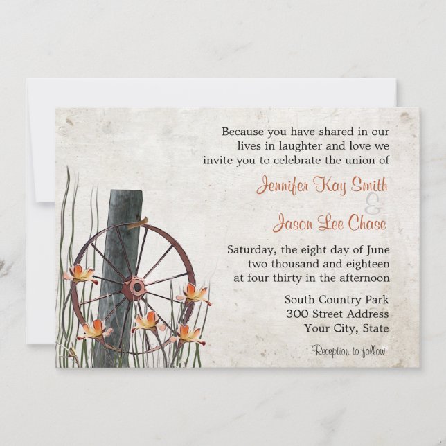 Invitations au mariage de Wagon Wagon Country (Devant)