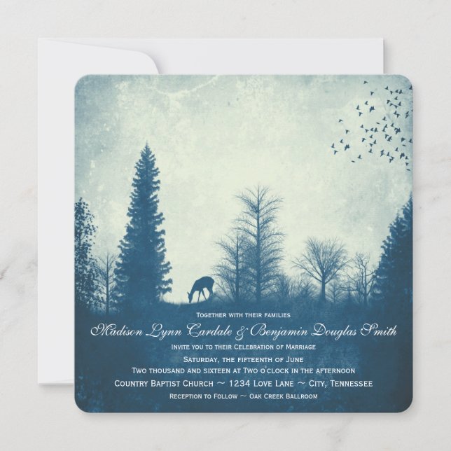 Invitations au mariage des cerfs bleus de Russie (Devant)