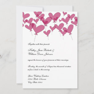 Invitations au mariage du coeur de ballon rouge