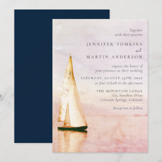 Invitations au mariage du lac Watercolor Sailboat