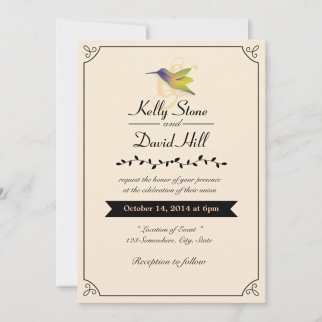 Invitations au mariage d'un colibri (Devant)