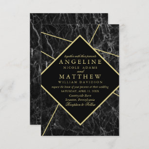 Invitations au mariage en marbre d'or