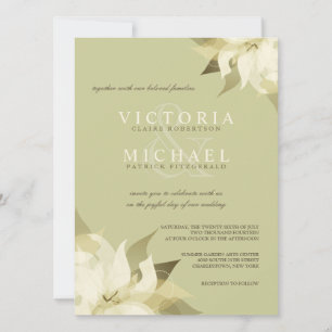 Invitations au mariage floral d'ivoire vert d'oliv
