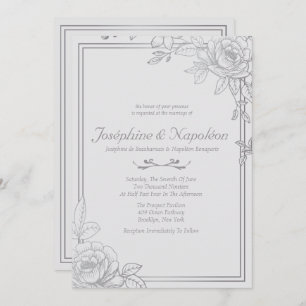 Invitations au mariage floral gris argenté