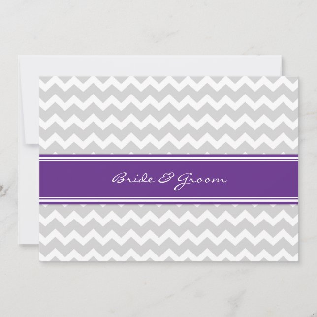 Invitations au mariage Grey Plum Chevron (Devant)